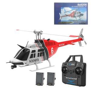 Woodochey C138 Bell206 원격 제어 헬리콥터, 1 33 RC 헬리콥터 2 4G 6CH RTF 단일 프로펠러 에일러론 프리, 6축 자이로스코프, 모듈식 배터리, 원터치 기능 배터리 2개