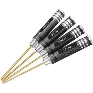 RCpow 4pcs 1 5mm 2 0mm 3 육각 드라이버 세트 티타늄 렌치 도구 키트, 다축 FPV 레이싱 드론 RC 쿼드콥터 헬리콥터 자동차 모델용