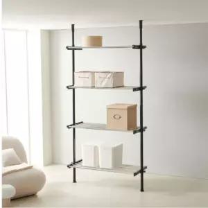 행거전문가 베란다 길이 조절 선반 4단 창고 블랙 BNS