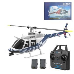 펀자일로피 RC 헬리콥터, Aileron 군용 원격 제어 헬리콥터 실외기 없는 C138 2 4G 6CH 싱글 로터, 초보자를 위한 항공기 블루 & 화이트, 배터리 2개