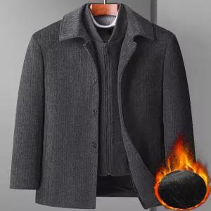 남성 모직 반코트 겨울 자켓 중년 해군 하프 아우터