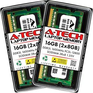 A-Tech 16GB (2x8GB) DDR3 DDR3L 1600MHz PC3L-12800 (PC3-12800) CL11 SODIMM 2Rx8 1.35V 204핀 비ECC