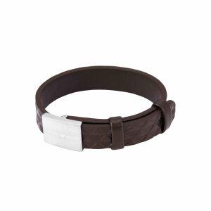 Emporio Armani 남성 블랙 가죽 스트랩 팔찌, EGS3135040