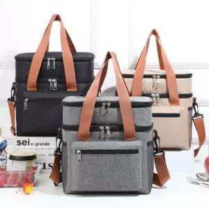 대용량 2단 소풍 보온 보냉 런치백 음료 도시락 가방 4컬러