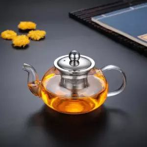 원형 차주전자 티메이커 내열유리 티포트 400ml 차포트 유리차주전자 찻주전자 티주전자