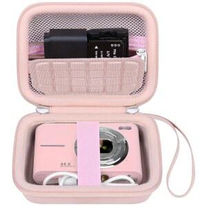 [미국배송] KODAK PIXPRO C1 프렌들리 줌 디지털 카메라용 캔복 휴대용 케이스 카메라 가방 지퍼 메시 포켓 핏 케이블 배터리 핑크 (케이스 전용)