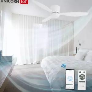 천정실링팬 유니콘 IOT 52인치 스마트 실링팬 저소음 원격제어 리모컨 LED조명 DCF-K52077