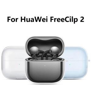 화웨이 프리클립 2용 소프트 TPU 투명 이어폰 케이스 임팩 방지 헤드폰 쉘 랜야드 포함
