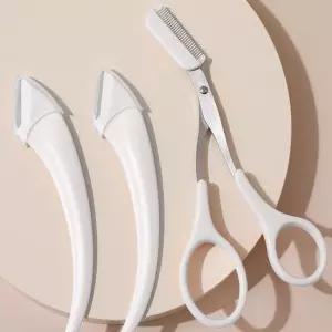 퓨어컷 눈썹정리세트 가위+눈썹칼2P 눈썹정리기 눈썹면도기 눈썹트리머