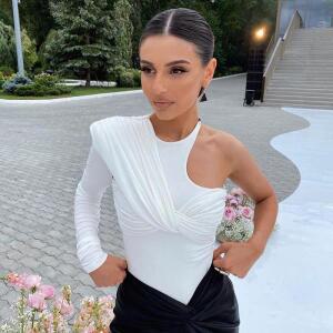 여성용 섹시한 플리츠 점프수트, 원 숄더 백리스 트위스트 바디수트, 긴팔 탑, 슬림 하이웨이스트 바디수트