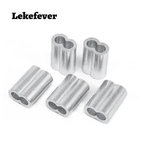 100피스 와이어 로프 알루미늄 슬리브 그림 8 라운드 타원형 루프 견고한 코드 잠금 케이블 스토퍼 클램프