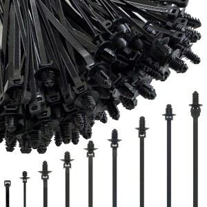 260개 푸시 마운트 케이블 지퍼 타이, 나일론 셀프 잠금 스트랩, 가장 인기 있는 사이즈 9가지, 헤비 듀티 UV 저항 구색 실내, 건설, 전자 및 자동차용