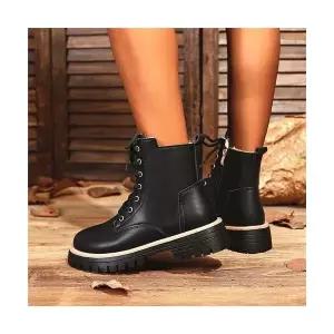 여자워커힐 빅사이즈 워커 가을 겨울 기모 털 부츠 라운드 통굽 캐주얼 ible4