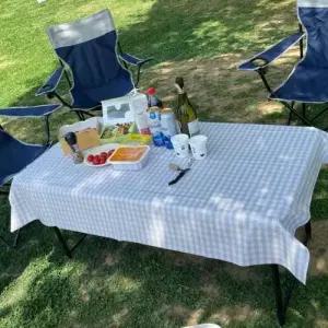 PVC 방수 테이블보 4인용 체크브라운 WA40E45