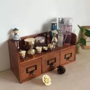 빈티지 원목 화장품 복고풍 색상 3칸서랍 정리함 정리대 화장대 립스틱