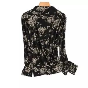 플라워 여성 연습복 라인댄스복 상의 사진 러플 긴팔 색상 L