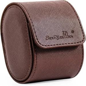 샌첸완 싱글 여행용 보관 시계 롤 휴대용 PU 가죽 케이스 박스 버튼 스타일 탈착식 베개 디스플레이