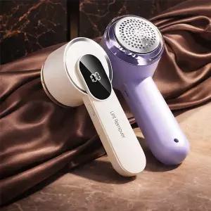 보풀제거기 6중날 충전식 디지털디스플레이 저소음 스테인리스칼날 화이트 퍼플