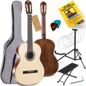 파일 프리미엄 솔리드 스프루스 탑 클래식 어쿠스틱 기타 키트 4/4 풀 사이즈 올 우드 수공예 악기 긱 백