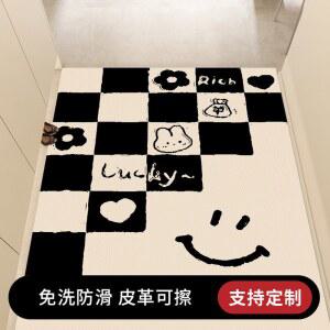 펜션 닦기 가능 매트 현관 출입문 발 pvc 가정용 커팅 가죽 러그 방지 미끄럼