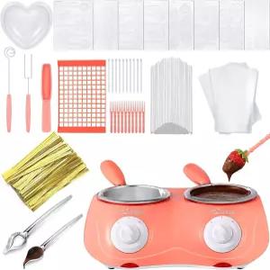 우미기 전기 멜팅 초콜릿 냄비 선물 세트 미니 퐁듀 분수 키트 멜팅과 DIY 몰드 및 액세서리를 사용한 캔디