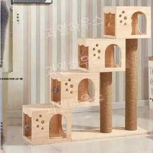 캣타워 놀이터 DIY 계단식 원목 합판 빌라