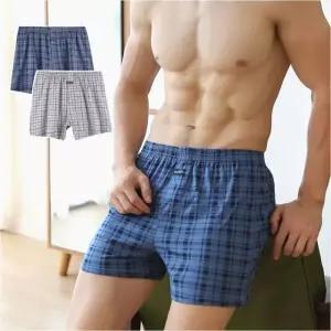 남자 트렁크 면 언더웨어 체크 편한 데일리 사각팬티 (WFKAKEN)