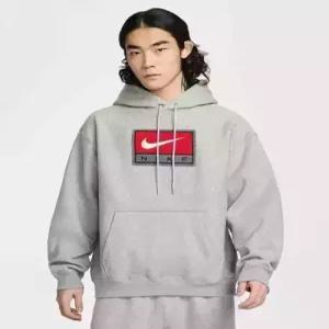 나이키 맨투맨 nike 솔로 스우시 플리스 풀오버 후디 M - 다크 그레이 헤더화이트  IF1259-063