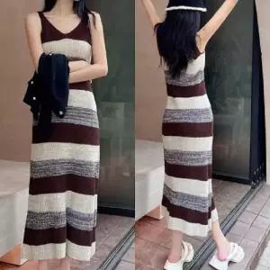 셔츠원피스 배색 여름원피스 여름휴가 니트 반팔원피스 바캉스룩 민소매