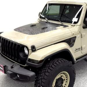 루보식 매트 블랙 후드 데칼 지형 Topo Map 사이드 벤트 스티커 뒷 트렁크 도어 Jeep Gladiator Pickup 용