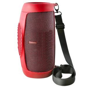 [미국배송] JBL 차지 5 휴대용 블루투스 스피커용 실리콘 커버 케이스 야외 여행자/음악 애호가 해변 수영장 자전거 타기 하이킹 캠핑 보호 파우치 전용 어깨 스트랩 및 카라비너 포함 (빨간색)