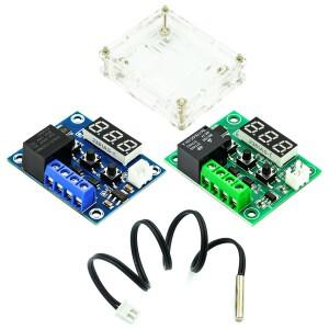 블루/레드 라이트 DC 12V 디지털 온도 조절기 W1209 리어 스위치 플레이트 케이스