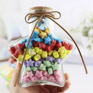 종이학 유리병 연인 코르크 감성 2번 종이별 장식 투명