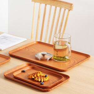 플라스틱 나무 질감 직사각형 트레이 방수 빵 디저트 커피숍 차 컵 홀더 호텔 식사 접시