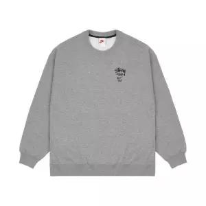 Nike x Stussy NRG ZR Fleece Crewneck Heather Grey - USEU  x 스투시 NRG ZR 플리스 크루넥 헤