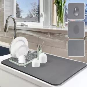 주방 카운터용 식기 건조 매트 미끄럼 방지 고무가 있는 16인치 x 24인치 패드 얼룩 흡수제 숨기기 커피