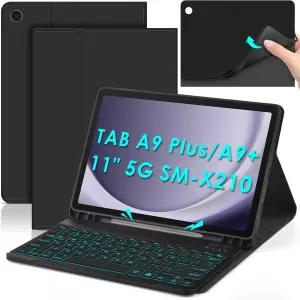 삼성 갤럭시 탭 A9 플러스/ A9+ 5G 11인치 (SM-X210) 2023 안드로이드 태블릿용 DETUOSI 백라이트 키보드