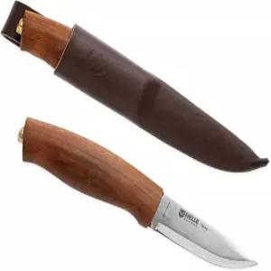 헬레 스코그 - 조각 칼 칼집이 있는 스틱 탕 스테인리스 스틸 고정 칼날 곱슬거리는 자작나무 손잡이