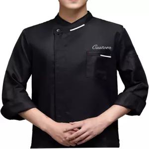 조포패 맞춤 셰프 코트 긴 소매 셔츠 맞춤형 음식 서비스 주방 유니폼 남성용 재킷
