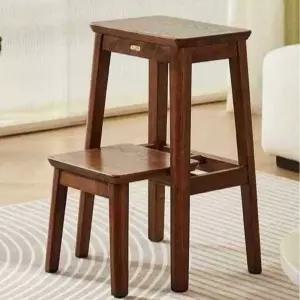 이동식 원목 사다리 접이식 6단 스툴 창고 원목색