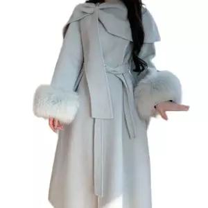 케이프 혼주 폭스퍼 울코트 라이트블루 탈부착 S