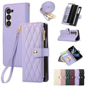 [호환품]삼성 호환 갤럭시 호환 Z 폴드 7 6 5 4 가죽 커버용 카드 홀더 크로스백 손목 스트랩 지갑형 폰 케