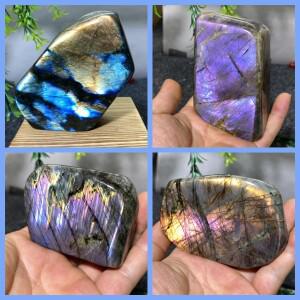 크리스탈 래브라도라이트 스톤 플래시 천연 석영 자 홈 인테리어 호환 미네랄 보석 구 영적