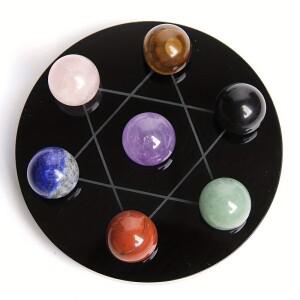 1개 흑요석 크리스탈 베이스 볼 디스플레이 스탠드  장식 수집 석영  파티 테이블