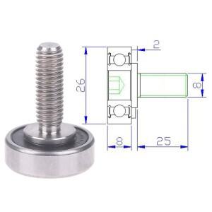 도어 윈도우 메탈 베어링 OD 26mm 스크류 롤러 스테인리스 스틸 M8 스레드 JS600026-8C2L25M8 1/2개