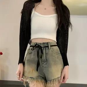 넓은 그물 여유핏 여름 데일리 볼레로 니트 가디건 (KYR-WFIKMMC)