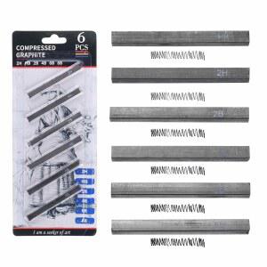 메카닉시 압축 스틱, 2H / HB 2B 4B 6B 8B 등급 사각 덩굴 스틱 그림 스케치 쉐이딩 아티스트 초보자를 위한 미술 용품 세트 (6팩)