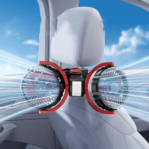 Eary 자동차 클립 바이저 용 듀얼 헤드 팬 마운트 4000mAh USB 충전식 여름 뒷좌석 머리 받침 냉각 360 °