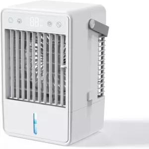 휴대용 에어컨 3단 속도의 개인용 미니 냉각 팬 1리터 증발식 7개의 LED 조명 2개의 쿨 미스트 룸