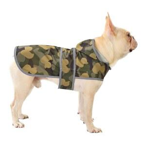 개 비옷, 후드가 달린 방수 반사 스트립이 있는 조절 가능한 비옷 폰초, 대형 중형 소형견 강아지를 위한 목줄 구멍, 가벼운 애완동물